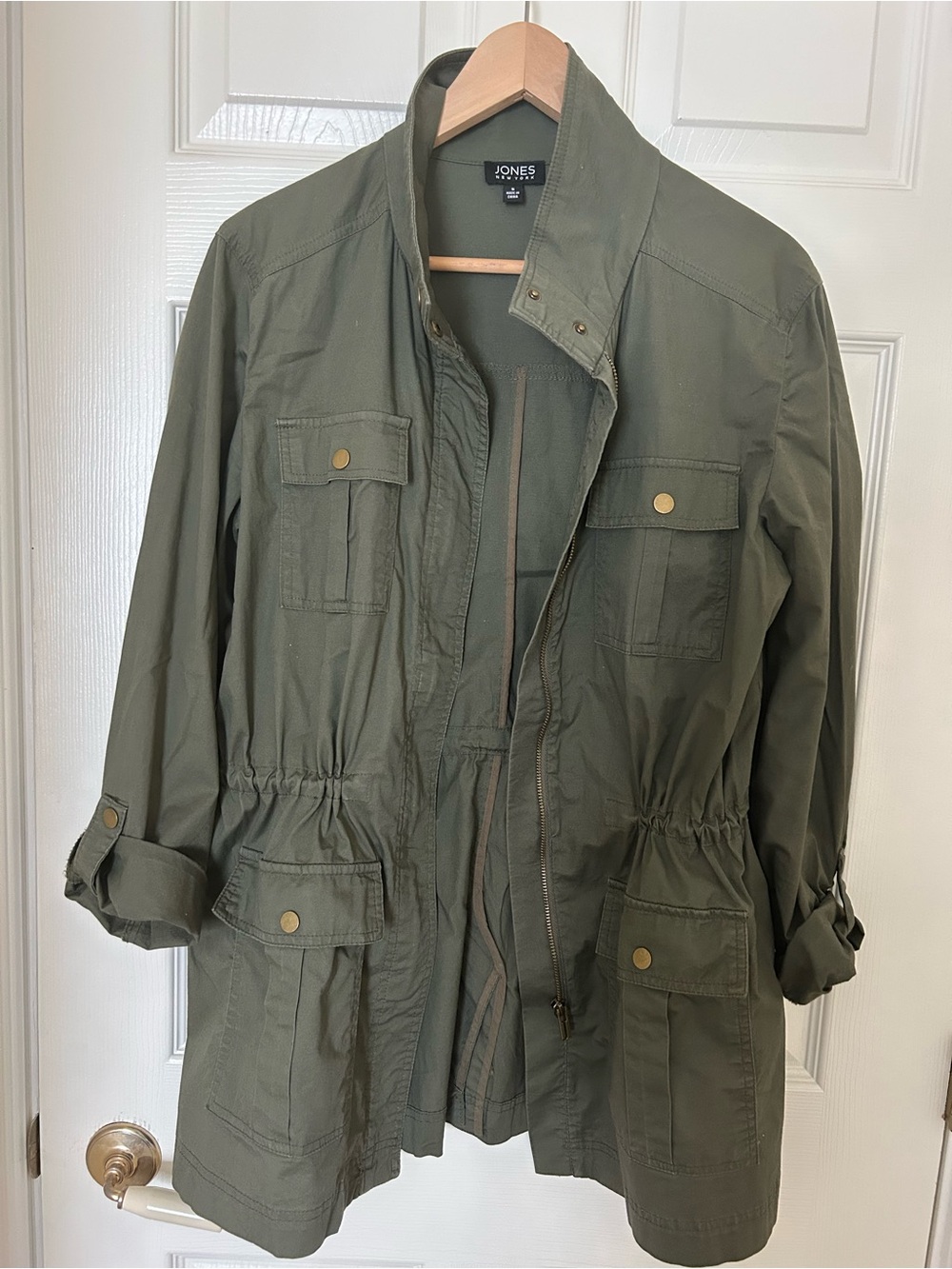 Jones New York Military-Style Olive Utility Jacket, Cotton